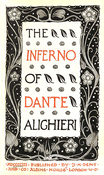 Decorated title page of The Inferno of Dante Alighieri
