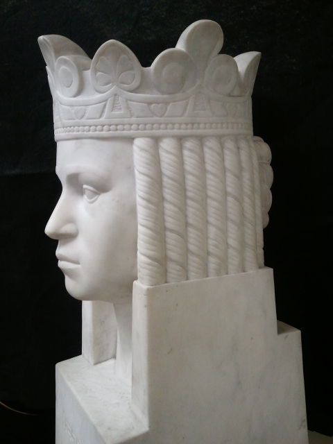 Marble bust of a crowned woman named Aesred