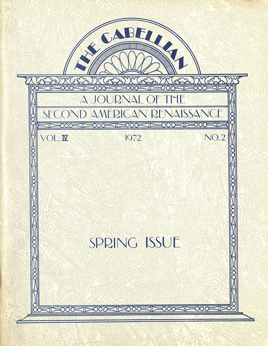 Journal cover. The Cabellian a Journal of the Second American Renaissance Spring 1972