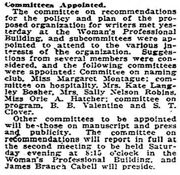 newspaper article "Committees Appointed"