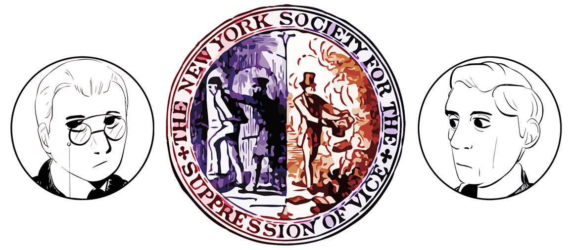 Cartoon of Cabell, the NYSSV emblem, and John Sumner
