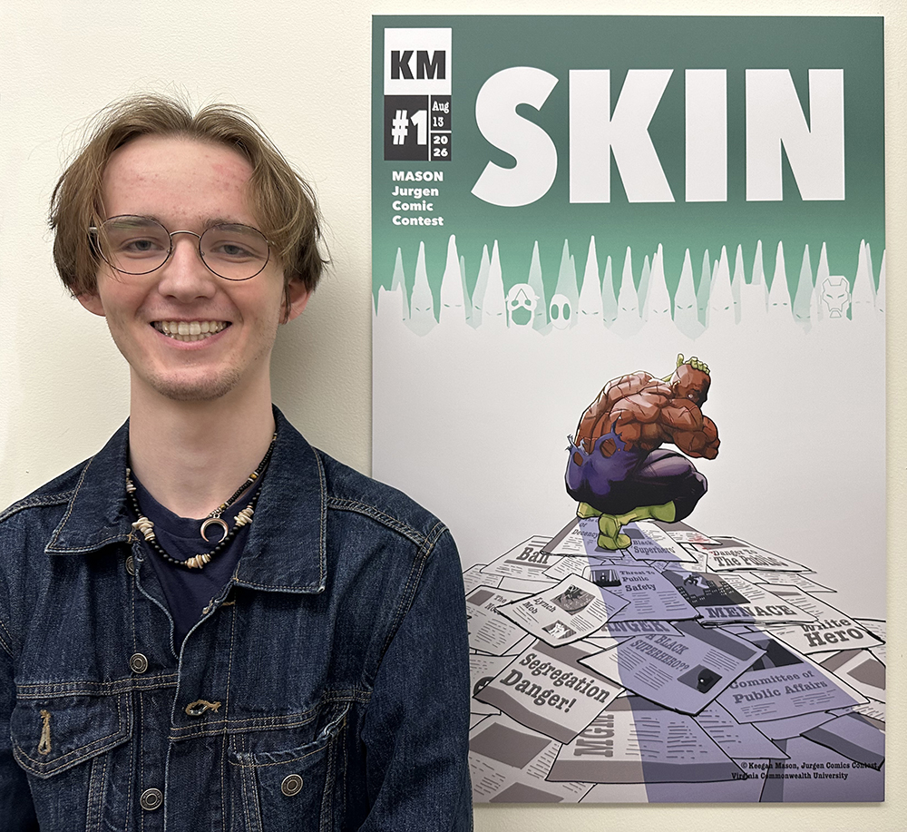 Keegan Mason with artwork