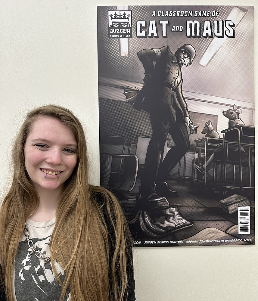 Zora Weir-Gertzog with artwork